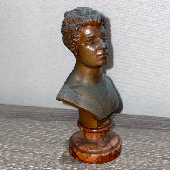 VINTAGE PIETRO MASCAGNI Italian Composer Bronze Statuette Sculpture Marble Base - Picture 6 of 10